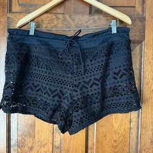 Black Lace Swim Shorts w/Drawstring Waist Size XX-Large